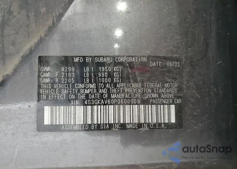 2023 Subaru Impreza Premium from USA, damaged, VIN 4S3GKAV60P3600909